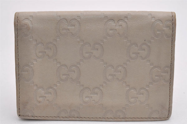 Authentic GUCCI New Britt Guccissima Card Case GG Leather 233184 White 2938J