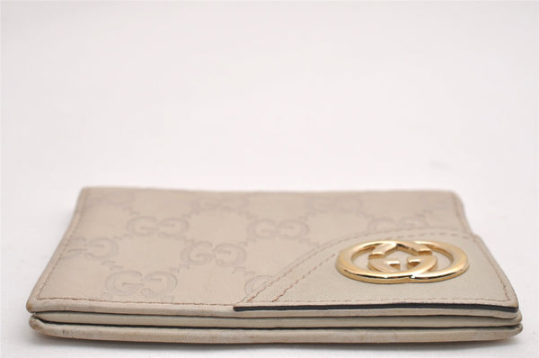 Authentic GUCCI New Britt Guccissima Card Case GG Leather 233184 White 2938J