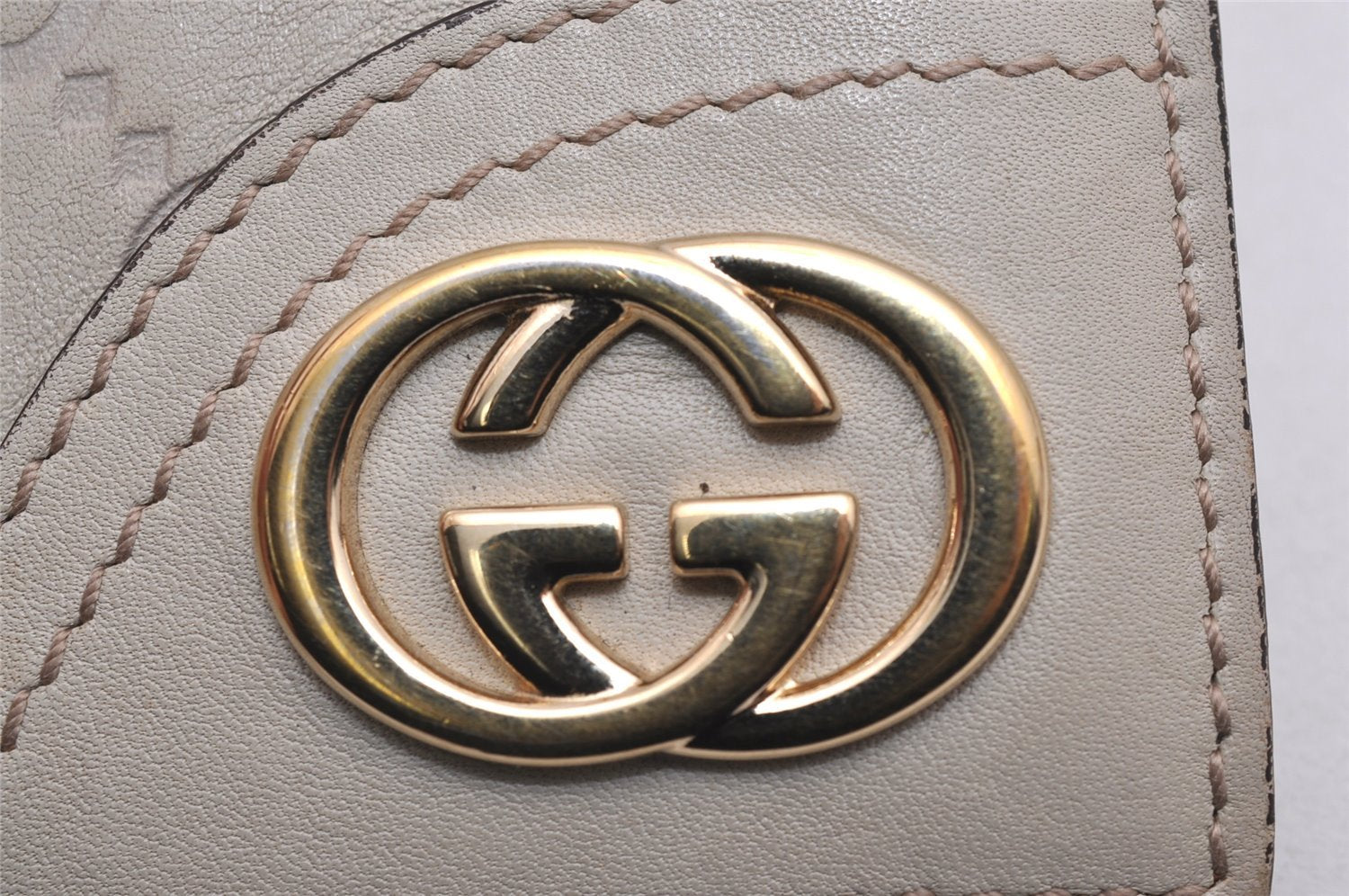 Authentic GUCCI New Britt Guccissima Card Case GG Leather 233184 White 2938J