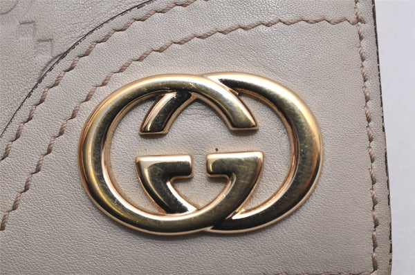 Authentic GUCCI New Britt Guccissima Card Case GG Leather 233184 White 2938J