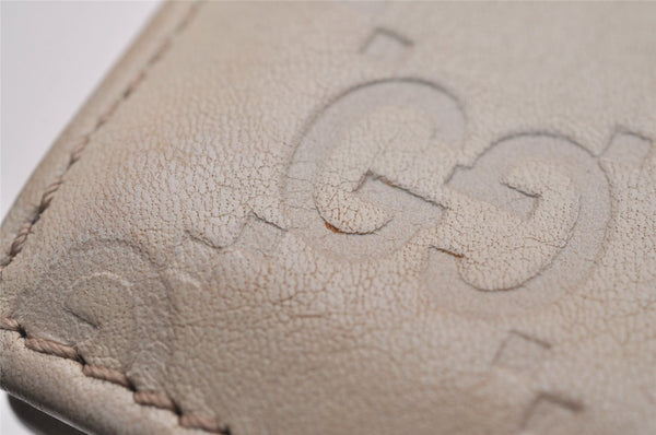Authentic GUCCI New Britt Guccissima Card Case GG Leather 233184 White 2938J