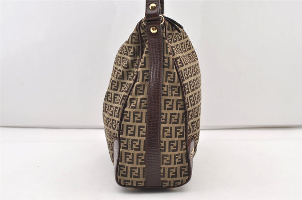 Authentic FENDI Zucchino Vintage Shoulder Hand Bag Canvas Leather Brown 2939J