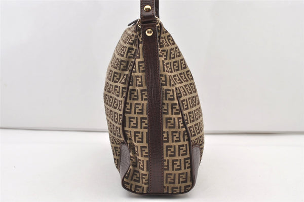 Authentic FENDI Zucchino Vintage Shoulder Hand Bag Canvas Leather Brown 2939J