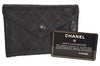 Authentic CHANEL Calf Skin Bicolore Vintage Coin Card Case Purse Black CC 2939K