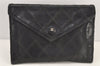 Authentic CHANEL Calf Skin Bicolore Vintage Coin Card Case Purse Black CC 2939K