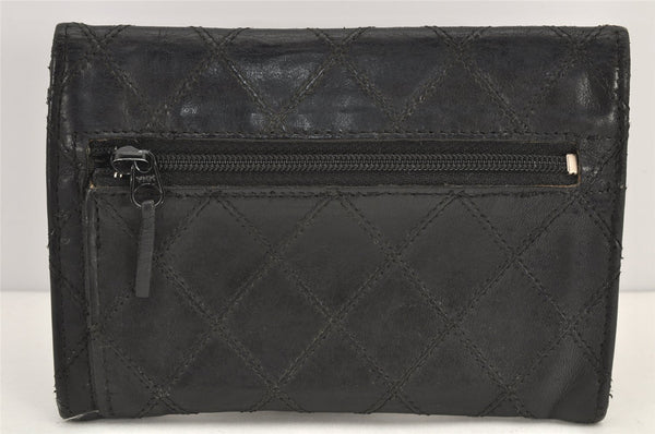 Authentic CHANEL Calf Skin Bicolore Vintage Coin Card Case Purse Black CC 2939K