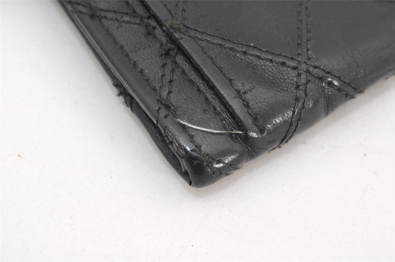 Authentic CHANEL Calf Skin Bicolore Vintage Coin Card Case Purse Black CC 2939K