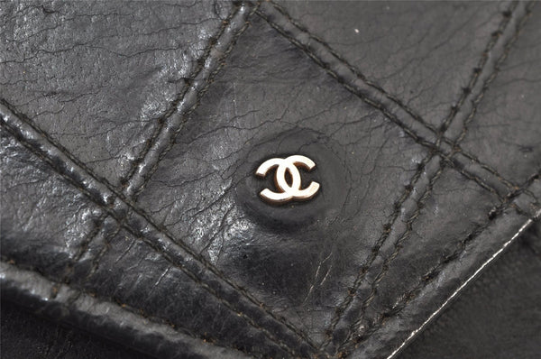 Authentic CHANEL Calf Skin Bicolore Vintage Coin Card Case Purse Black CC 2939K