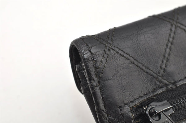 Authentic CHANEL Calf Skin Bicolore Vintage Coin Card Case Purse Black CC 2939K