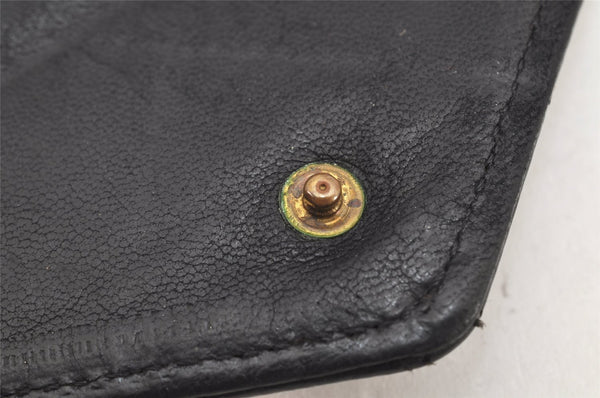 Authentic CHANEL Calf Skin Bicolore Vintage Coin Card Case Purse Black CC 2939K