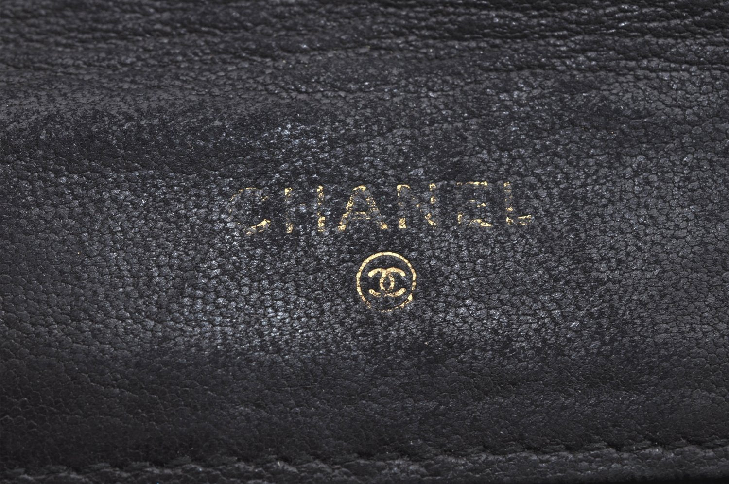 Authentic CHANEL Calf Skin Bicolore Vintage Coin Card Case Purse Black CC 2939K