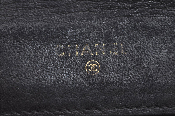 Authentic CHANEL Calf Skin Bicolore Vintage Coin Card Case Purse Black CC 2939K