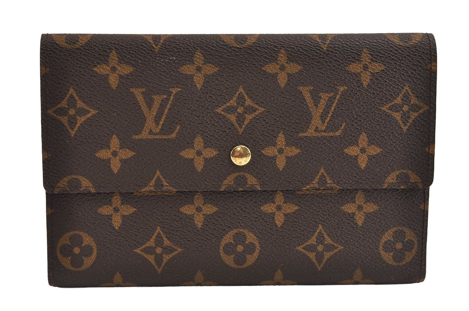 Authentic Louis Vuitton Monogram Pochette Pass Pole M60135 Trifold Wallet 2940J