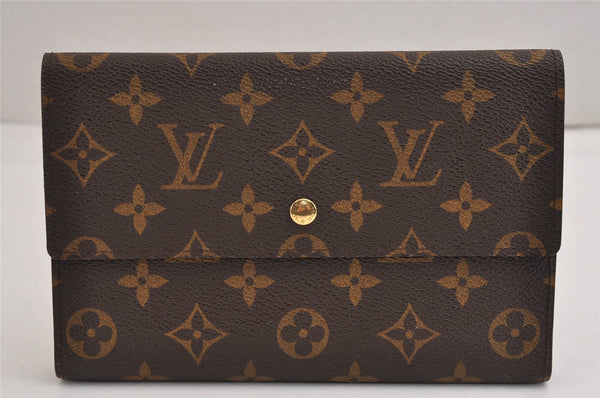 Authentic Louis Vuitton Monogram Pochette Pass Pole M60135 Trifold Wallet 2940J