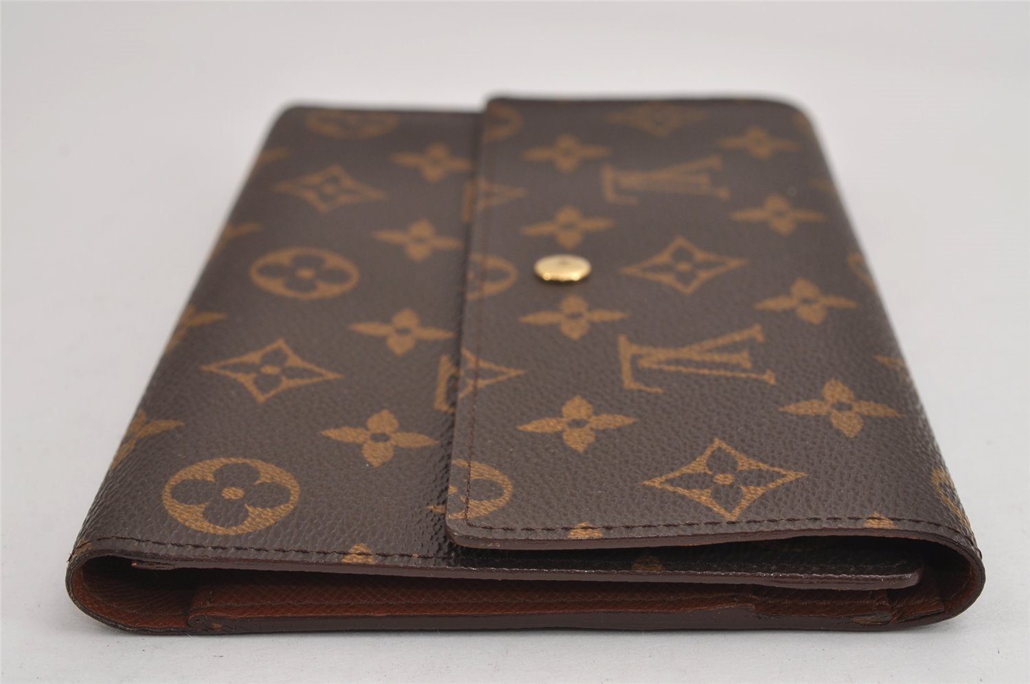 Authentic Louis Vuitton Monogram Pochette Pass Pole M60135 Trifold Wallet 2940J