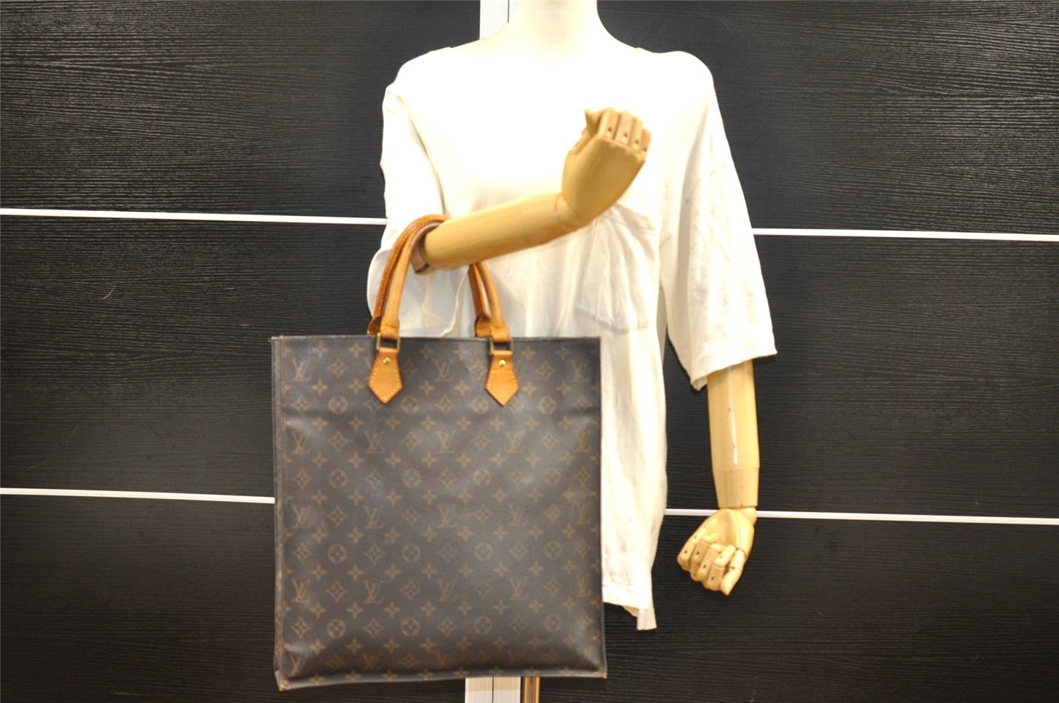 Authentic Louis Vuitton Monogram Sac Plat Hand Tote Bag M51140 LV 2942I