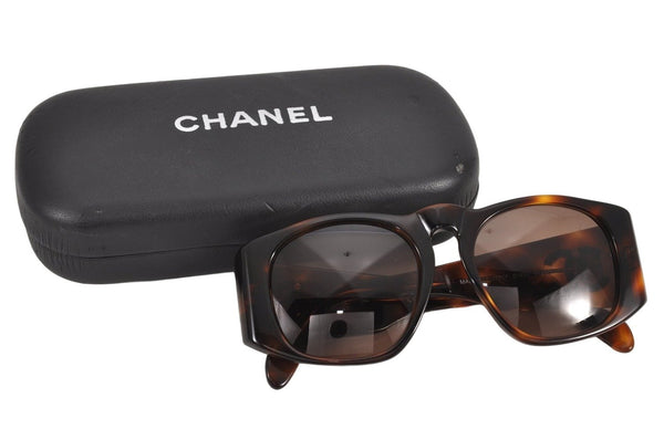 Auth CHANEL Matelasse Sunglasses Tortoise Shell CC 01450 Plastic Brown 2945K