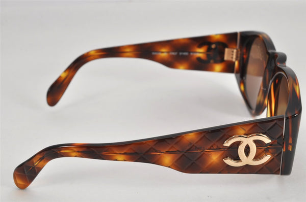 Auth CHANEL Matelasse Sunglasses Tortoise Shell CC 01450 Plastic Brown 2945K