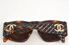 Auth CHANEL Matelasse Sunglasses Tortoise Shell CC 01450 Plastic Brown 2945K