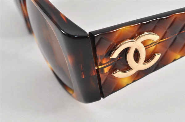 Auth CHANEL Matelasse Sunglasses Tortoise Shell CC 01450 Plastic Brown 2945K