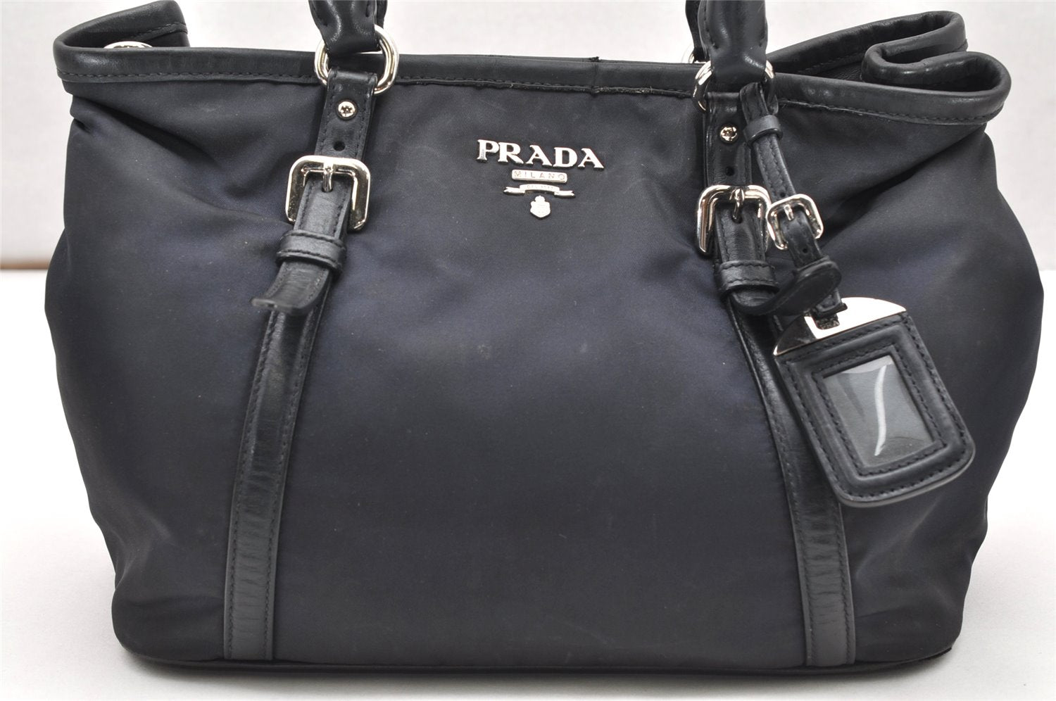 Authentic PRADA TESSUTO SOFT CA Nylon Leather 2Way Tote Bag BN1841 Navy 2948K