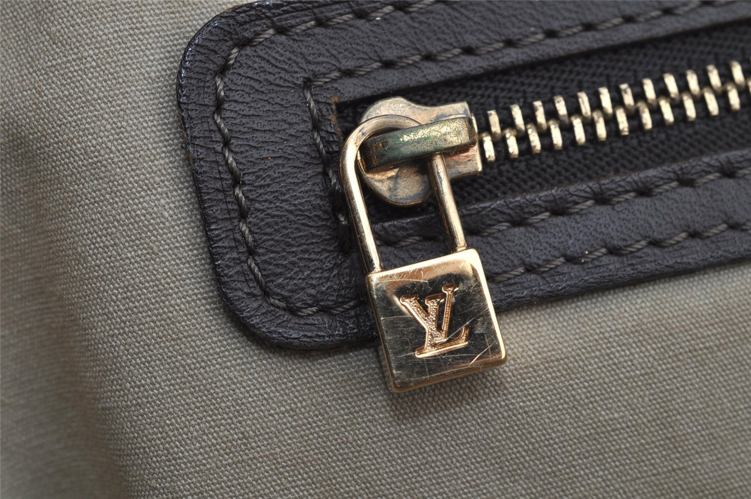 Auth Louis Vuitton Monogram Mini Josephine GM Hand Bag M92310 Khaki Beige 2949I