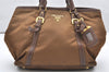 Authentic PRADA Vintage Nylon Tessuto Leather 2Way Shoulder Tote Bag Brown 2949K