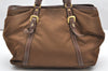 Authentic PRADA Vintage Nylon Tessuto Leather 2Way Shoulder Tote Bag Brown 2949K