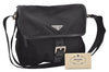 Authentic PRADA VELA SPORT Nylon Tessuto Leather Shoulder Bag BT0173 Black 2950J