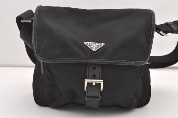Authentic PRADA VELA SPORT Nylon Tessuto Leather Shoulder Bag BT0173 Black 2950J
