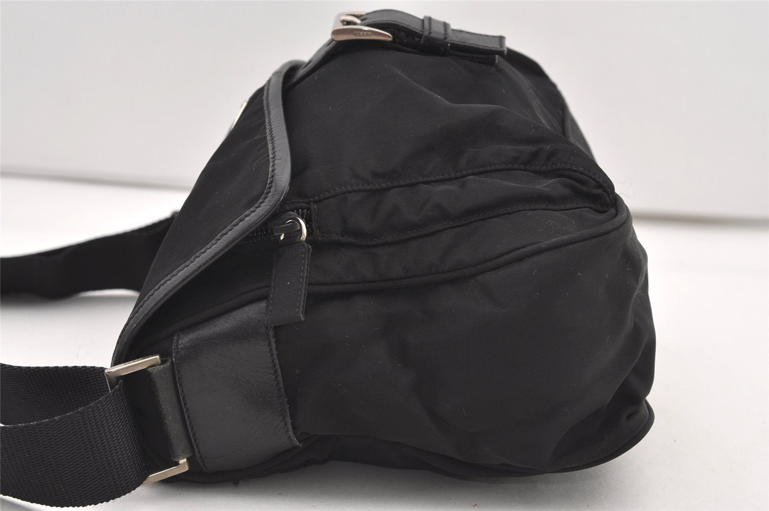 Authentic PRADA VELA SPORT Nylon Tessuto Leather Shoulder Bag BT0173 Black 2950J