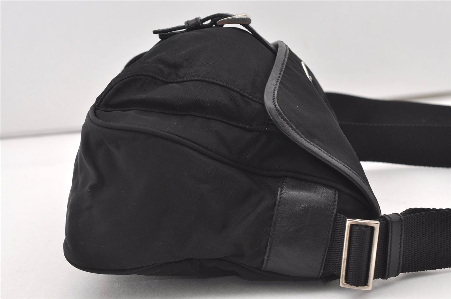 Authentic PRADA VELA SPORT Nylon Tessuto Leather Shoulder Bag BT0173 Black 2950J