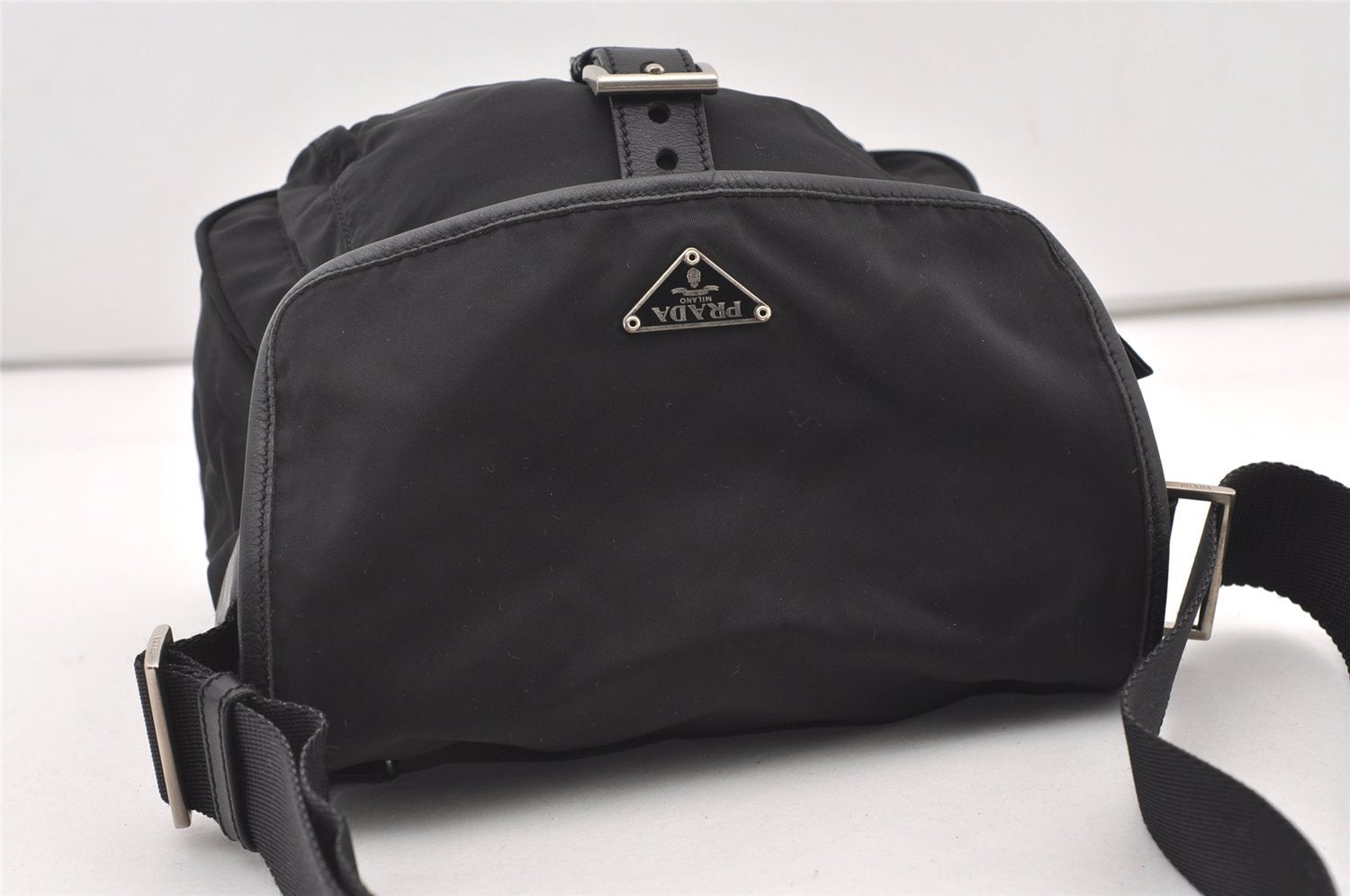 Authentic PRADA VELA SPORT Nylon Tessuto Leather Shoulder Bag BT0173 Black 2950J