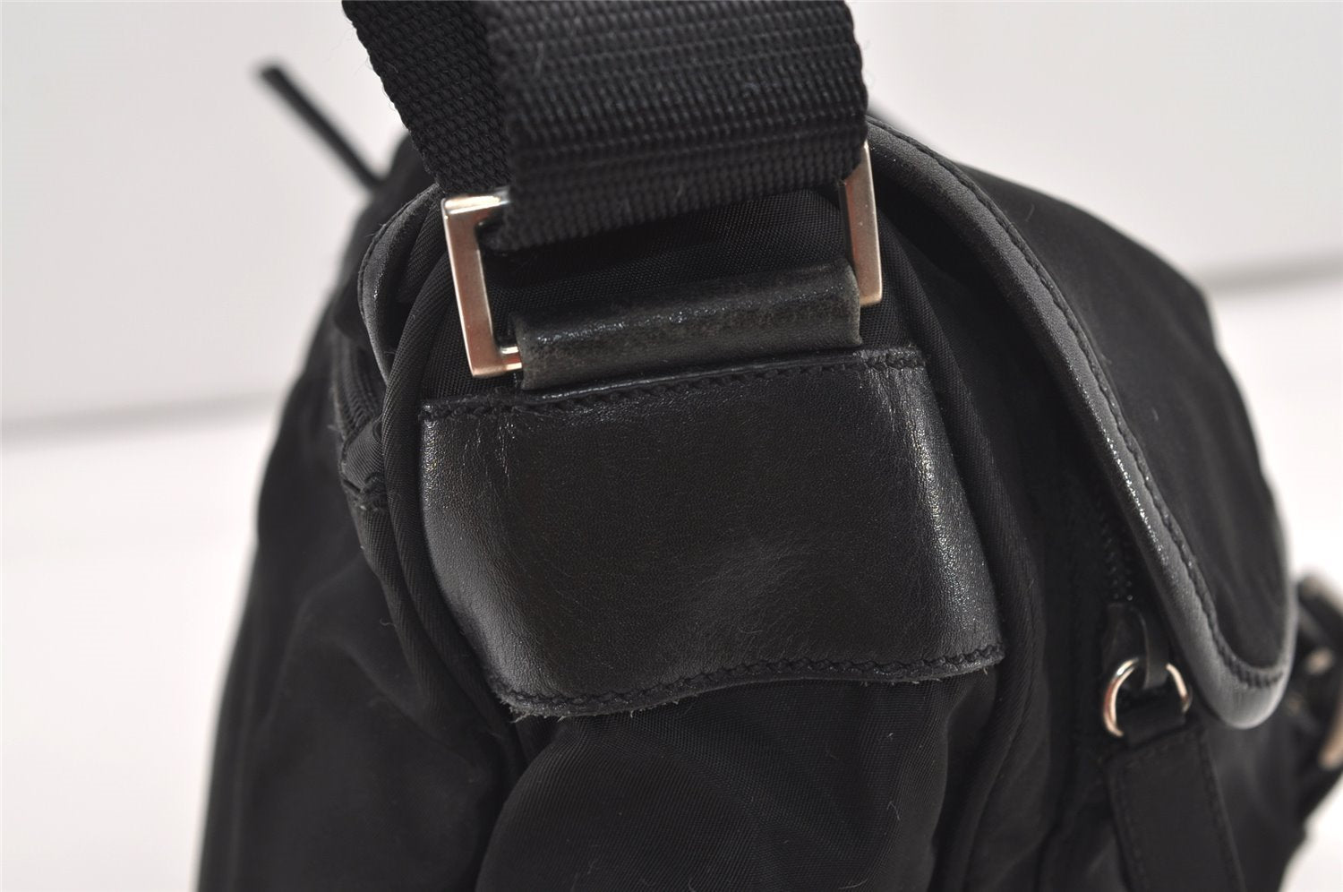 Authentic PRADA VELA SPORT Nylon Tessuto Leather Shoulder Bag BT0173 Black 2950J