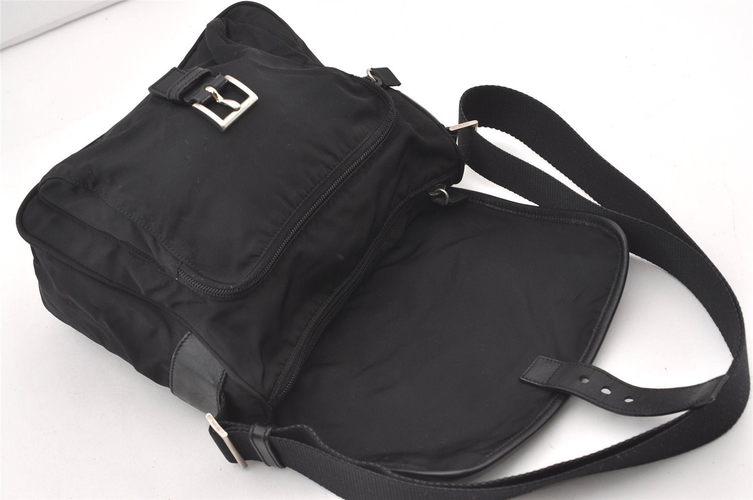 Authentic PRADA VELA SPORT Nylon Tessuto Leather Shoulder Bag BT0173 Black 2950J