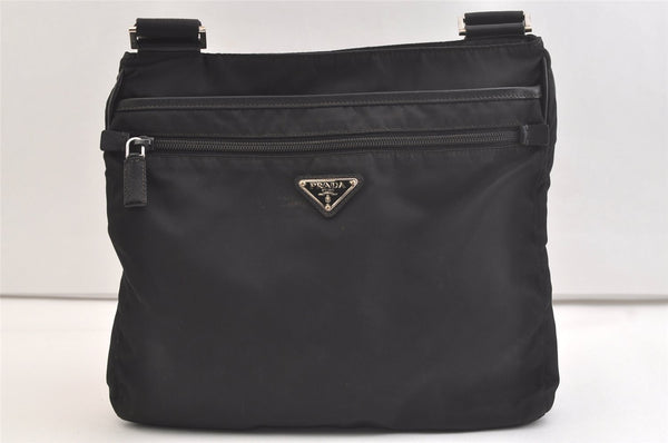 Authentic PRADA Nylon Tessuto Leather Shoulder Cross Body Bag Purse Black 2950K