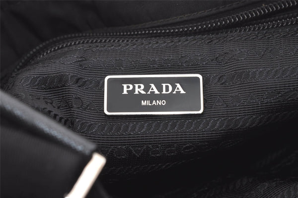 Authentic PRADA Nylon Tessuto Leather Shoulder Cross Body Bag Purse Black 2950K