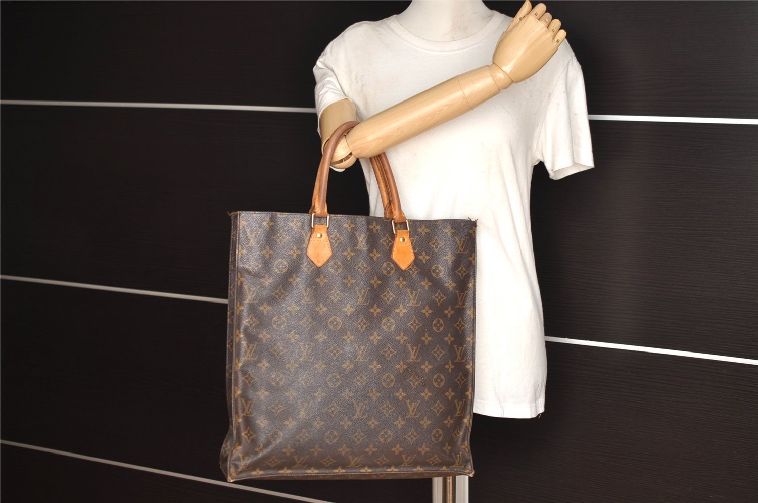 Authentic Louis Vuitton Monogram Sac Plat Hand Tote Bag M51140 LV 2951I