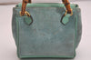 Authentic GUCCI Bamboo 2Way Shoulder Hand Bag Suede Leather Light Blue 2951J