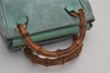 Authentic GUCCI Bamboo 2Way Shoulder Hand Bag Suede Leather Light Blue 2951J