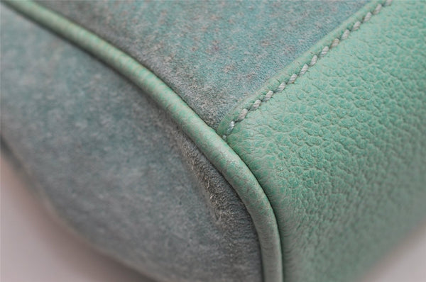 Authentic GUCCI Bamboo 2Way Shoulder Hand Bag Suede Leather Light Blue 2951J