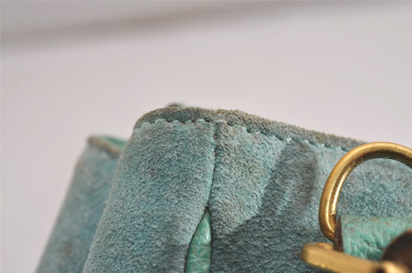 Authentic GUCCI Bamboo 2Way Shoulder Hand Bag Suede Leather Light Blue 2951J