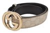 Auth GUCCI Guccissima Interlocking Belt GG Leather 80cm 31.5" 114876 White 2952K