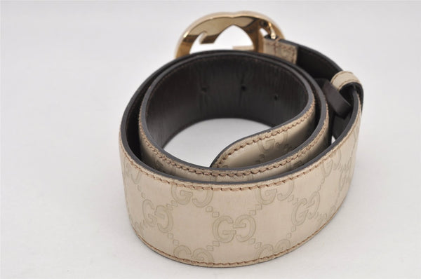 Auth GUCCI Guccissima Interlocking Belt GG Leather 80cm 31.5" 114876 White 2952K