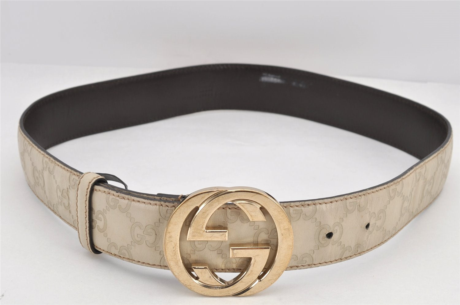 Auth GUCCI Guccissima Interlocking Belt GG Leather 80cm 31.5