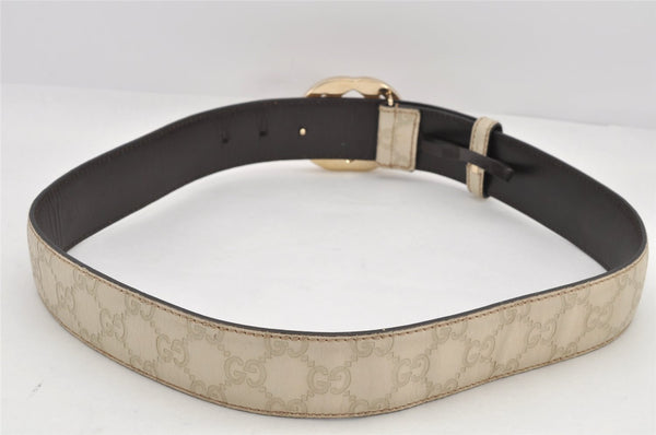 Auth GUCCI Guccissima Interlocking Belt GG Leather 80cm 31.5" 114876 White 2952K