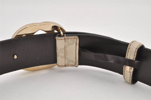 Auth GUCCI Guccissima Interlocking Belt GG Leather 80cm 31.5" 114876 White 2952K