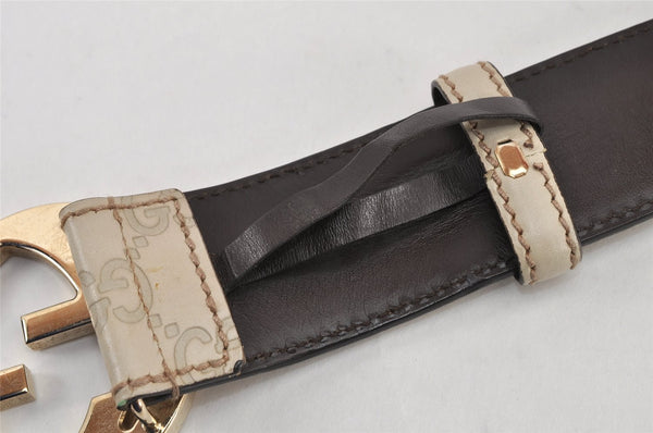Auth GUCCI Guccissima Interlocking Belt GG Leather 80cm 31.5" 114876 White 2952K