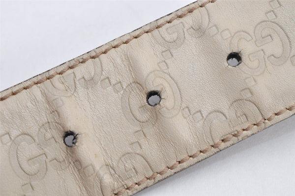 Auth GUCCI Guccissima Interlocking Belt GG Leather 80cm 31.5" 114876 White 2952K