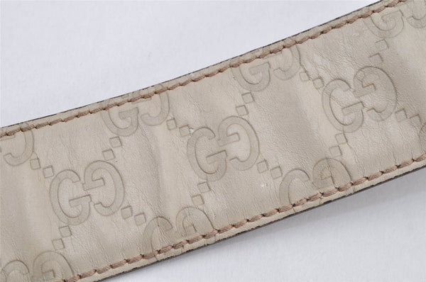 Auth GUCCI Guccissima Interlocking Belt GG Leather 80cm 31.5" 114876 White 2952K